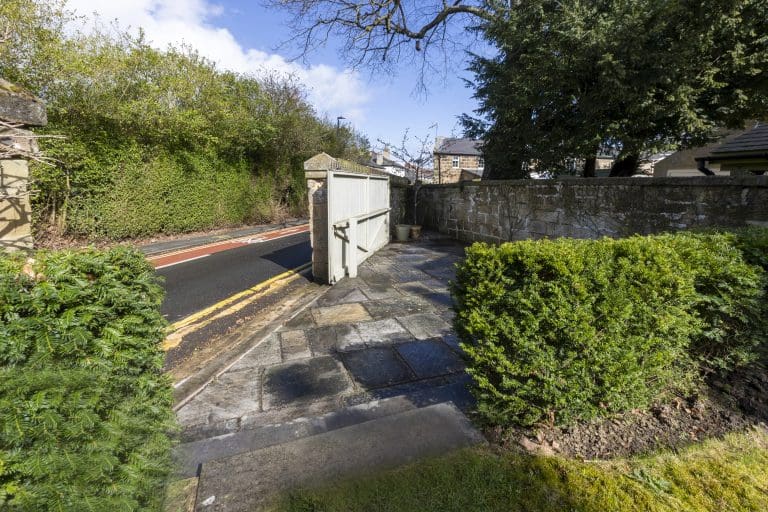 Stone pathway and gate leading to Granby House, Harrogate, Yorkshire Escapes.