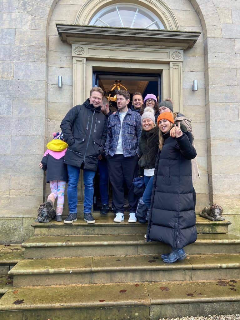 Group of friends celebrating a birthday at The Hall in Pateley Bridge.