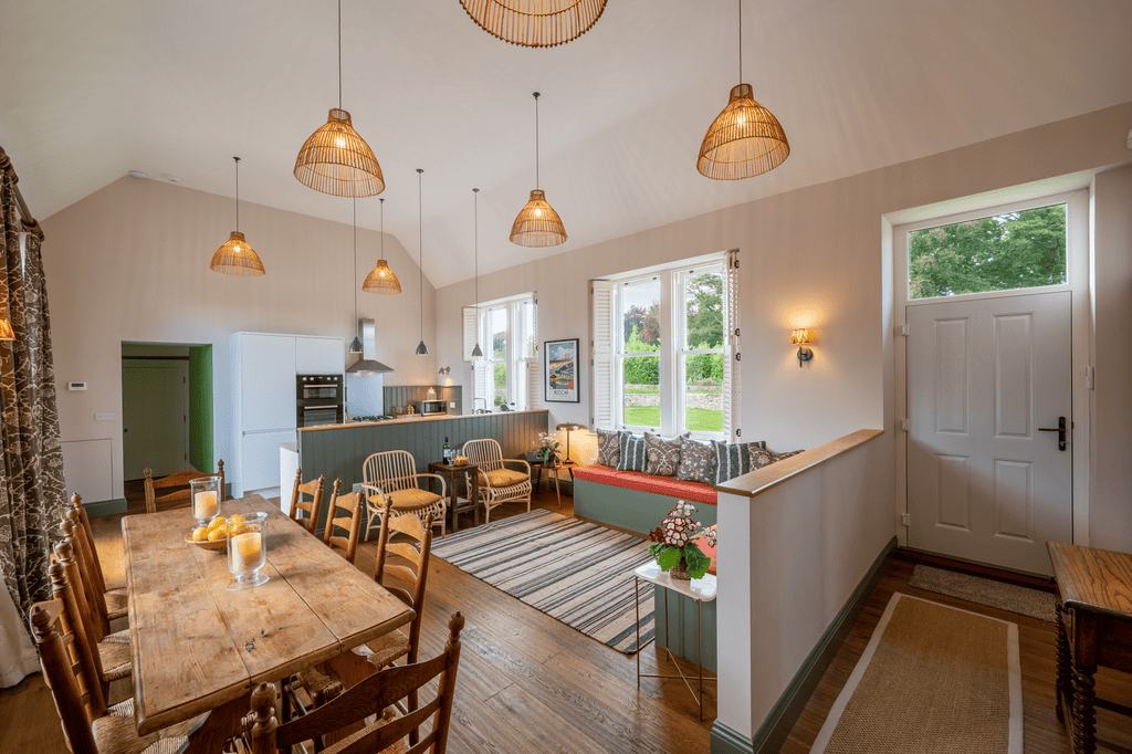 Bright and inviting living space in a Yorkshire holiday home with modern decor.